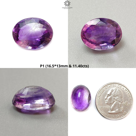 Rutile Amethyst Quartz Gemstone Faceted Cut: Natural Untreated Purple Amethyst Oval Shape 1pc for Jewelry February Birthstone