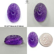 Citrine & Amethyst Quartz Gemstone Carving: Natural Untreated Unheated Yellow Citrine Purple Amethyst Hand Carved Oval Shape 1pc For Jewelry