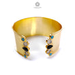 Turquoise Onyx Brass Bracelet : 131.20cts Synthetic Gemstone Adjustable Fancy Bracelet For Women