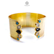 Turquoise Onyx Brass Bracelet : 131.20cts Synthetic Gemstone Adjustable Fancy Bracelet For Women