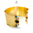 Turquoise Onyx Brass Bracelet : 131.20cts Synthetic Gemstone Adjustable Fancy Bracelet For Women