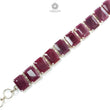 Ruby Faceted Bracelet: 52.06gms Natural Untreated Ruby Plain Baguette Shape 925 Sterling Silver Prong Set Bracelet 17*12mm 5.50"