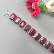 Ruby Faceted Bracelet: 52.06gms Natural Untreated Ruby Plain Baguette Shape 925 Sterling Silver Prong Set Bracelet 17*12mm 5.50"