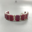 Ruby Faceted Bracelet: 52.06gms Natural Untreated Ruby Plain Baguette Shape 925 Sterling Silver Prong Set Bracelet 17*12mm 5.50"