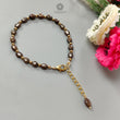 Golden Brown Chocolate Sapphire Beads Bracelet: 7.14gms Natural Untreated Sapphire Oval Shape Plain Brass Bracelet 6*5mm 6.70"