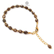 Golden Brown Chocolate Sapphire Beads Bracelet: 7.19gms Natural Untreated Sapphire Oval Shape Plain Brass Bracelet 7*5mm 6.50"