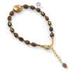 Golden Brown Chocolate Sapphire Beads Bracelet: 42.75cts Natural Untreated Sapphire Oval Shape Plain Brass Bracelet 6*5mm 6.80"