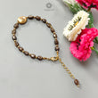 Golden Brown Chocolate Sapphire Beads Bracelet: 42.75cts Natural Untreated Sapphire Oval Shape Plain Brass Bracelet 6*5mm 6.80"