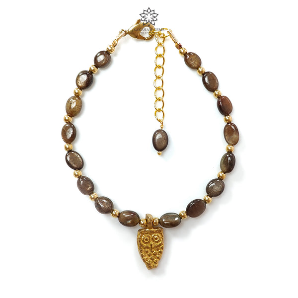 Golden Brown Chocolate Sapphire Beads Bracelet: 43.10cts