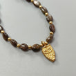 Golden Brown Chocolate Sapphire Beads Bracelet: 43.10cts Natural Untreated Sapphire Oval Shape Plain Brass Bracelet 7*5cmm 6"