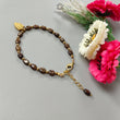 Golden Brown Chocolate Sapphire Beads Bracelet: 43.40cts Natural Untreated Sapphire Oval Shape Plain Brass Bracelet 7*5cmm 6.30"