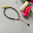 Golden Brown Chocolate Sapphire Beads Bracelet: 59.75cts Natural Untreated Sapphire Oval Shape Plain Brass Bracelet 7*5cmm 6.50"