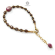 Golden Brown Chocolate Sapphire Beads Bracelet: 39.75cts Natural Untreated Ruby Oval Plain Brass Bracelet 7*5mm - 13*9mm 6.50"