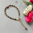 Golden Brown Chocolate Sapphire Beads Bracelet: 39.75cts Natural Untreated Ruby Oval Plain Brass Bracelet 7*5mm - 13*9mm 6.50"