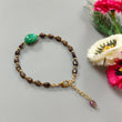 Golden Brown Chocolate Sapphire Beads Bracelet: 41.75cts Natural Untreated Green Chrysoprase Oval Plain Brass Bracelet 7*5mm - 16*12mm 6.50"