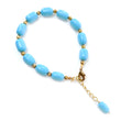 Blue Synthetic Turquoise Beads Bracelet: 63.75cts Simulant Turquoise Baguette Plain Brass Bracelet 10mm 8"