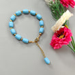 Blue Synthetic Turquoise Beads Bracelet: 63.75cts Simulant Turquoise Baguette Plain Brass Bracelet 10mm 8"