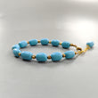 Blue Synthetic Turquoise Beads Bracelet: 63.75cts Simulant Turquoise Baguette Plain Brass Bracelet 10mm 8"