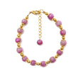 Zoisite Ruby Beads Bracelet: 67.55cts Natural Untreated Zoisite Ruby Round Plain Brass Bracelet 7mm 6"