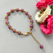 Zoisite Ruby Beads Bracelet: 67.55cts Natural Untreated Zoisite Ruby Round Plain Brass Bracelet 7mm 6"