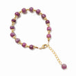 Zoisite Ruby Beads Bracelet: 75.00cts Natural Untreated Zoisite Ruby Round Plain Brass Bracelet 7mm 6.30"