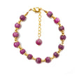 Zoisite Ruby Beads Bracelet: 75.00cts Natural Untreated Zoisite Ruby Round Plain Brass Bracelet 7mm 6.30"