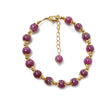 Zoisite Ruby Beads Bracelet: 75.00cts Natural Untreated Zoisite Ruby Round Plain Brass Bracelet 7mm 6.50"