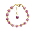 Zoisite Ruby Beads Bracelet: 78.00cts Natural Untreated Zoisite Ruby Round Plain Brass Bracelet 7mm 6.30"