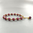 Zoisite Ruby Beads Bracelet: 78.00cts Natural Untreated Zoisite Ruby Round Plain Brass Bracelet 7mm 6.30"