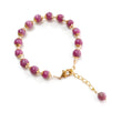 Zoisite Ruby & White Pearl Beads Bracelet: 74.60cts Natural Untreated Zoisite Ruby Round Plain Brass Bracelet 3mm - 7.5mm 6"