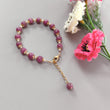 Zoisite Ruby & White Pearl Beads Bracelet: 74.60cts Natural Untreated Zoisite Ruby Round Plain Brass Bracelet 3mm - 7.5mm 6"