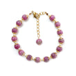 Zoisite Ruby & White Pearl Beads Bracelet: 72.80cts Natural Untreated Zoisite Ruby Round Plain Brass Bracelet 3mm - 7mm 6"