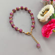 Zoisite Ruby & White Pearl Beads Bracelet: 72.80cts Natural Untreated Zoisite Ruby Round Plain Brass Bracelet 3mm - 7mm 6"