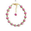 Zoisite Ruby & Emerald Beads Bracelet: 77.30cts Natural Untreated Zoisite Ruby Round Plain Brass Bracelet 4mm - 7mm 6.30"