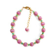 Zoisite Ruby & Emerald Beads Bracelet: 74.60cts Natural Untreated Zoisite Ruby Round Plain Brass Bracelet 4mm - 7mm 6.30"