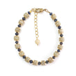 Yellow & Blue Sapphire Beads Bracelet: 58.85cts Natural Untreated Sapphire Round Plain Brass Bracelet 4mm - 6mm 6"