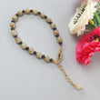 Yellow & Blue Sapphire Beads Bracelet: 58.85cts Natural Untreated Sapphire Round Plain Brass Bracelet 4mm - 6mm 6"