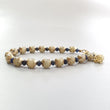 Yellow & Blue Sapphire Beads Bracelet: 58.85cts Natural Untreated Sapphire Round Plain Brass Bracelet 4mm - 6mm 6"