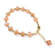 Peach Moonstone Beads Bracelet: 43.55cts Natural Untreated Moonstone Fancy Both Side Faceted Checker Cut Brass Bracelet 9mm 6.50"+2"