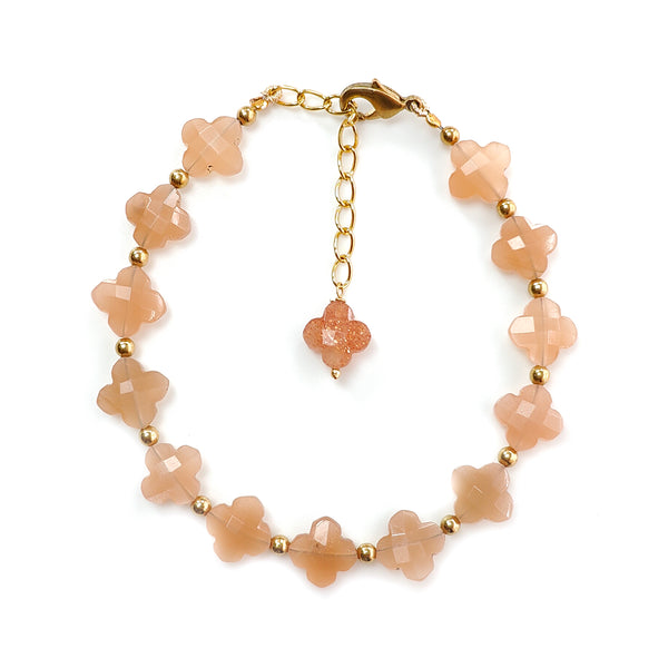 Peach Moonstone Beads Bracelet: 43.55cts