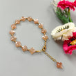 Peach Moonstone Beads Bracelet: 43.55cts Natural Untreated Moonstone Fancy Both Side Faceted Checker Cut Brass Bracelet 9mm 6.50"+2"