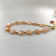 Peach Moonstone Beads Bracelet: 43.55cts Natural Untreated Moonstone Fancy Both Side Faceted Checker Cut Brass Bracelet 9mm 6.50"+2"