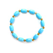 Blue Synthetic Turquoise Beads Bracelet: 44.90cts Simulant Turquoise Baguette Plain Stretchable Brass Bracelet 11mm 6"