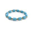 Blue Synthetic Turquoise Beads Bracelet: 44.90cts Simulant Turquoise Baguette Plain Stretchable Brass Bracelet 11mm 6"