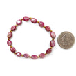 Red Ruby Beads Bracelet: 49.70cts Natural Untreated Ruby Cocktail Bracelet Plain Stretchable Brass Bracelet 9*7mm 6.50"