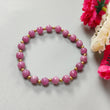 Red Ruby Beads Bracelet: 52.65cts Natural Untreated Ruby Cocktail Bracelet Plain Stretchable Brass Bracelet 6mm 6.50"