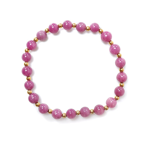 Red Ruby Beads Bracelet: 57.50cts Natural Untreated Ruby Cocktail Bracelet Plain Round Stretchable Brass Bracelet 6.5mm 7