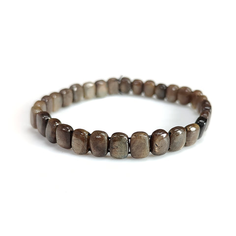 Golden Brown Chocolate Sapphire Beads Bracelet: 75.70cts Natural Untreated Sapphire Cushion Shape Plain Stretchable Bracelet 8*6mm 7