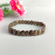 Golden Brown Chocolate Sapphire Beads Bracelet: 75.70cts Natural Untreated Sapphire Cushion Shape Plain Stretchable Bracelet 8*6mm 7"