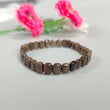 Golden Brown Chocolate Sapphire Beads Bracelet: 75.70cts Natural Untreated Sapphire Cushion Shape Plain Stretchable Bracelet 8*6mm 7"